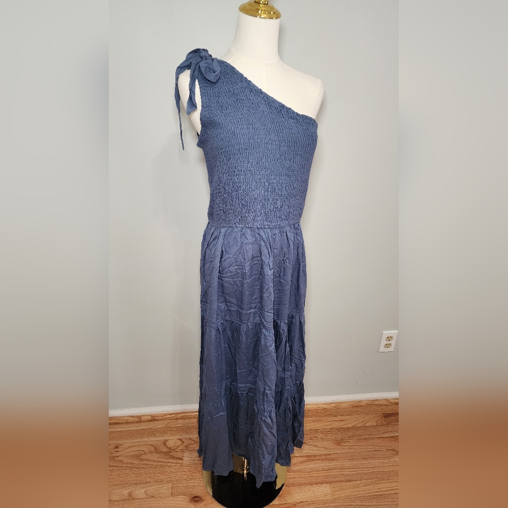 MEROKEETY One-Shoulder Summer Dress Party Beach Vacation w/ Leg Cut Out Size L - Picture 2 of 4